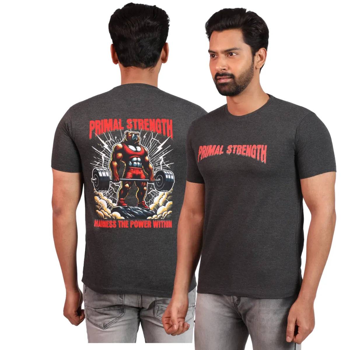 Grey Primal Strength Premium Cotton Tee