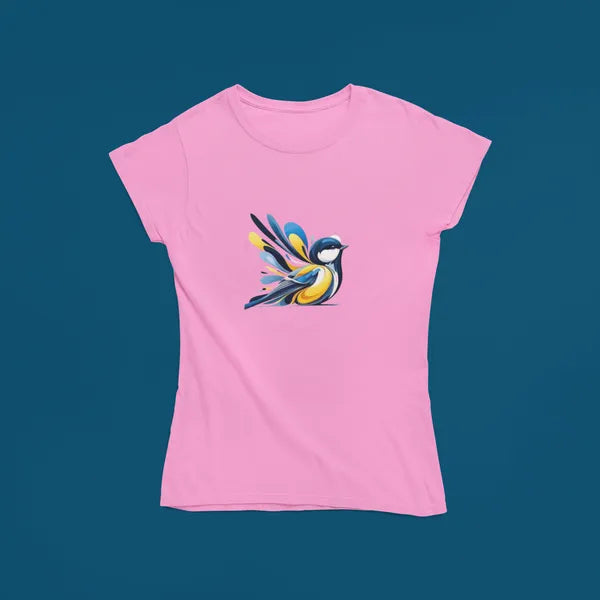 Light Pink Sparrow Spirit Cotton Round Neck T Shirt For Women