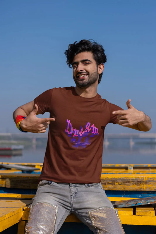 Maroon Dream Wear Cotton Round Neck T Shirt For Men