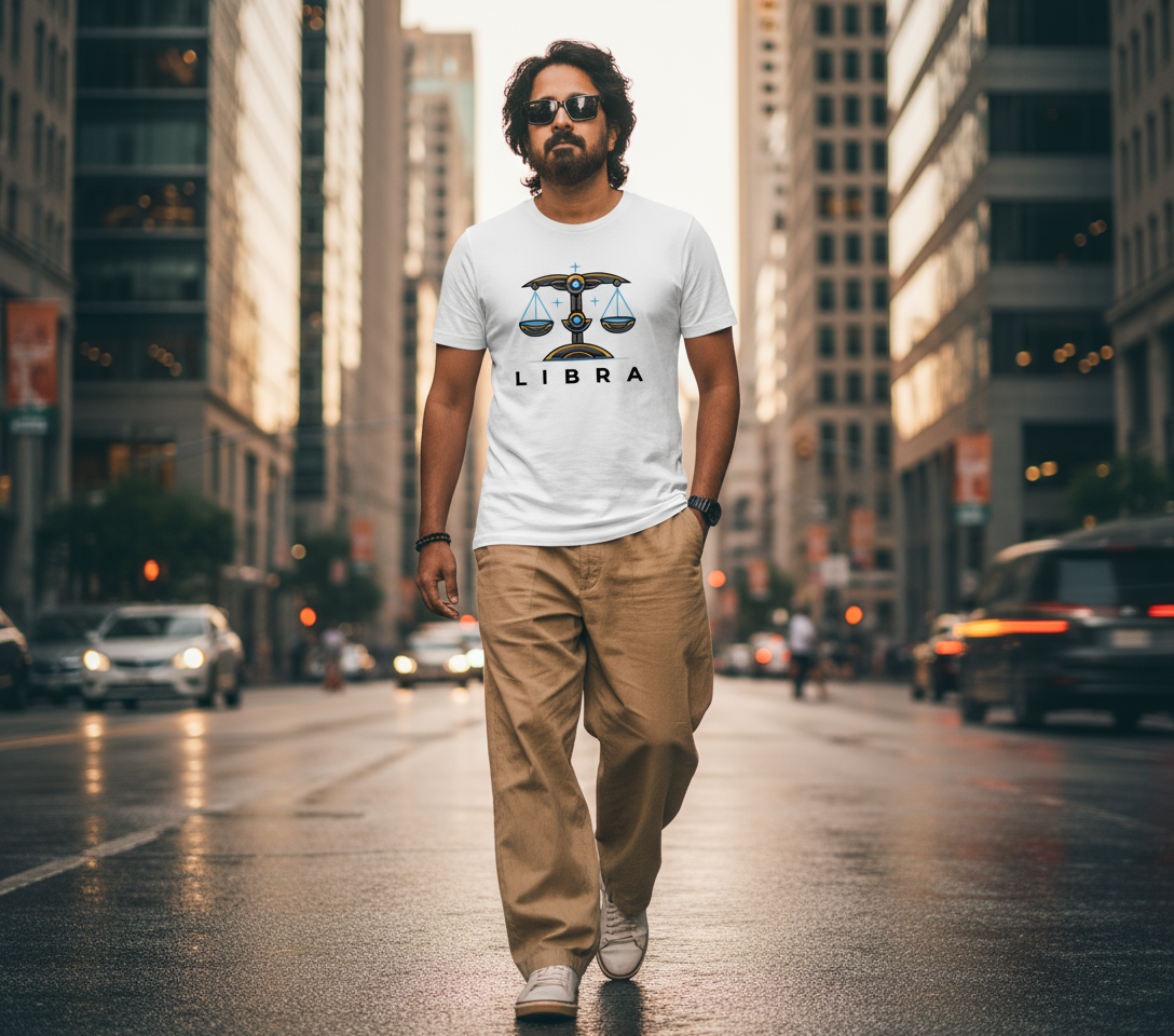 Libra Mens T Shirt (Black