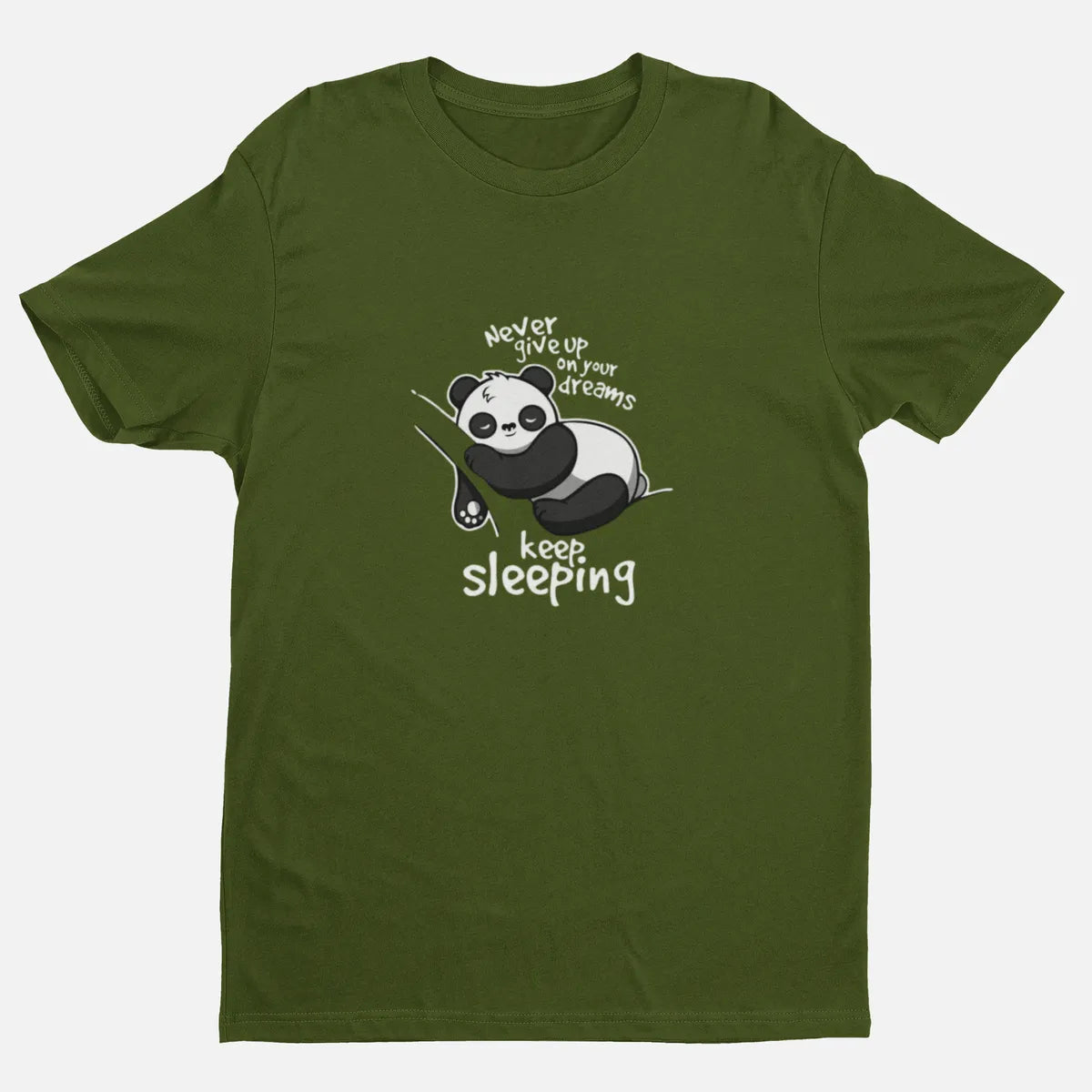 Olive Green Sleep Mode Cotton Nap Lover T Shirt For Men